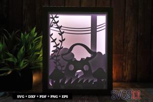Beautiful Mushroom House DIY Shadow Box Light Box 8x10