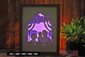 Happy Family Paper 3D Shadow Box SVG 8x10