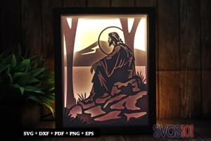Jesus Sitting on a Mountain Light Box SVG 8x10 Portrait
