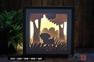 Lilttle Puppy in Jungle Square Shadow Box SVG 8x8 10x10 12x12