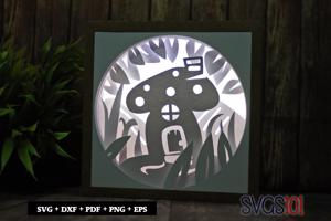 Mushroom House DIY Shadow Box Light Box 8x8, 12x12