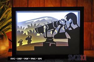Man Looking Through HisTelescope Light Box SVG 5x7 Landscape