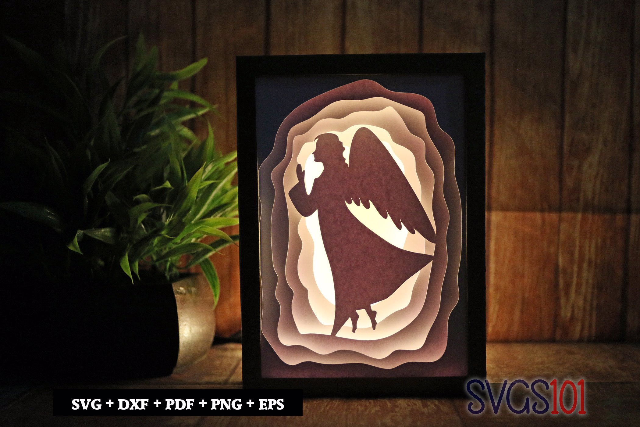Divine Angel Shadow Box SVG 5x7