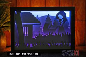 Mom and Baby Stroller Walk Shadow Box SVG 5x7