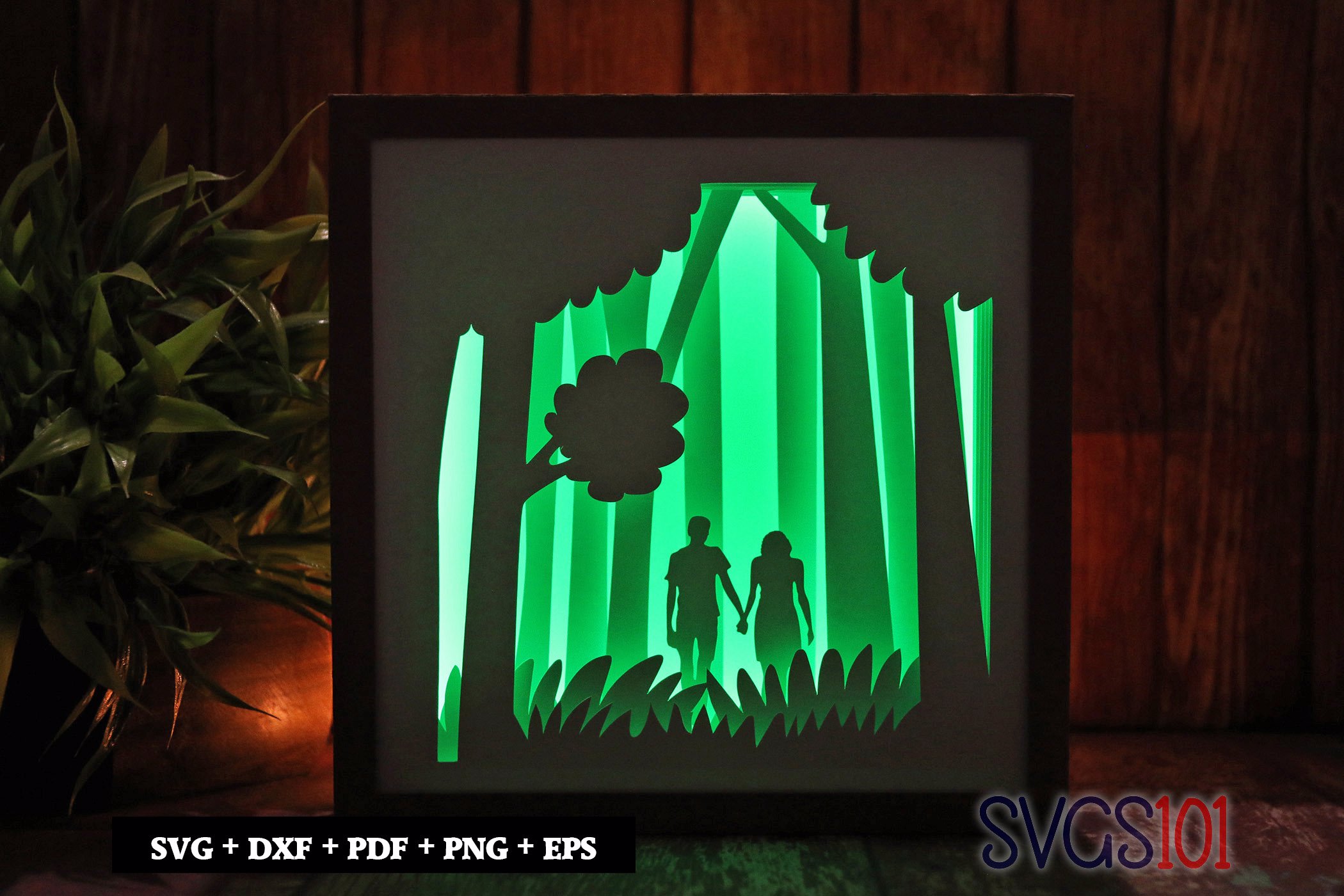 Couple Holding Hands Square Shadow Box SVG 8x8 10x10 12x12