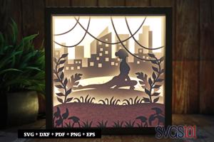 Girl doing Yoga Pose DIY Shadow Box Light Box 8x8, 12x12