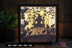 Mahadev God LED Light Box Shadow Box Square 8x8, 12x12