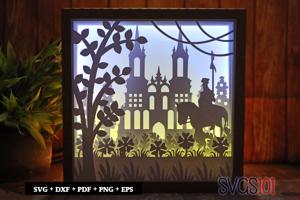 Castle with Guard Paper 3D Shadow Box SVG 8x8 12x12