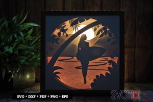Girl on Beach Shadow Box Light Box 8x8, 12x12