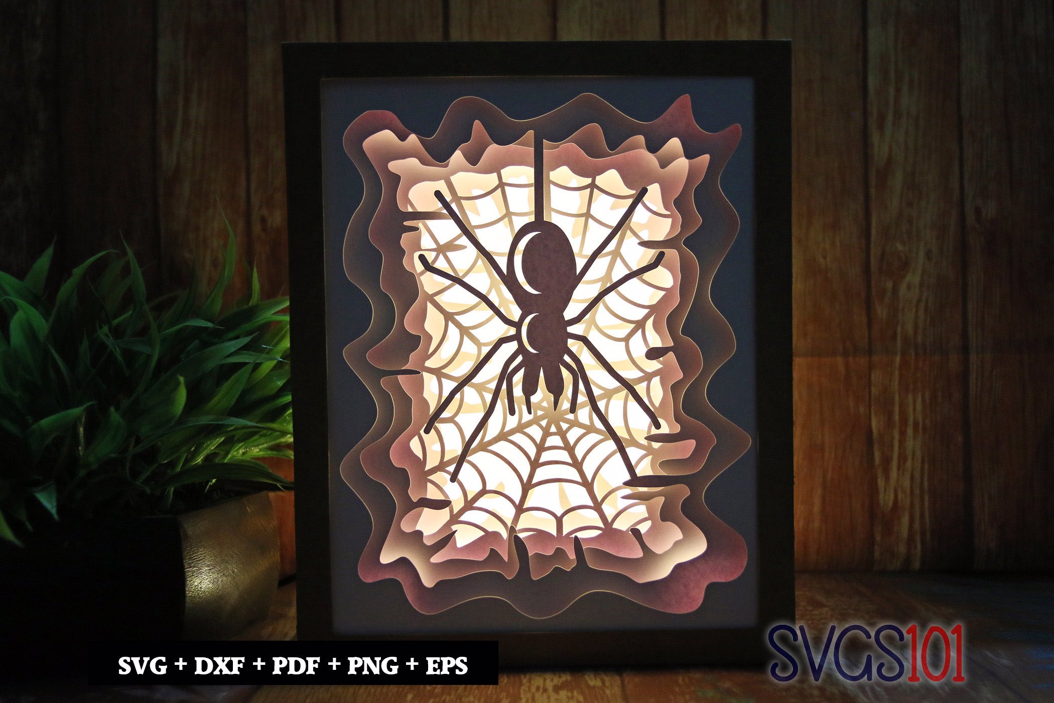 Spider Web Paper 3D Shadow Box SVG 8x10