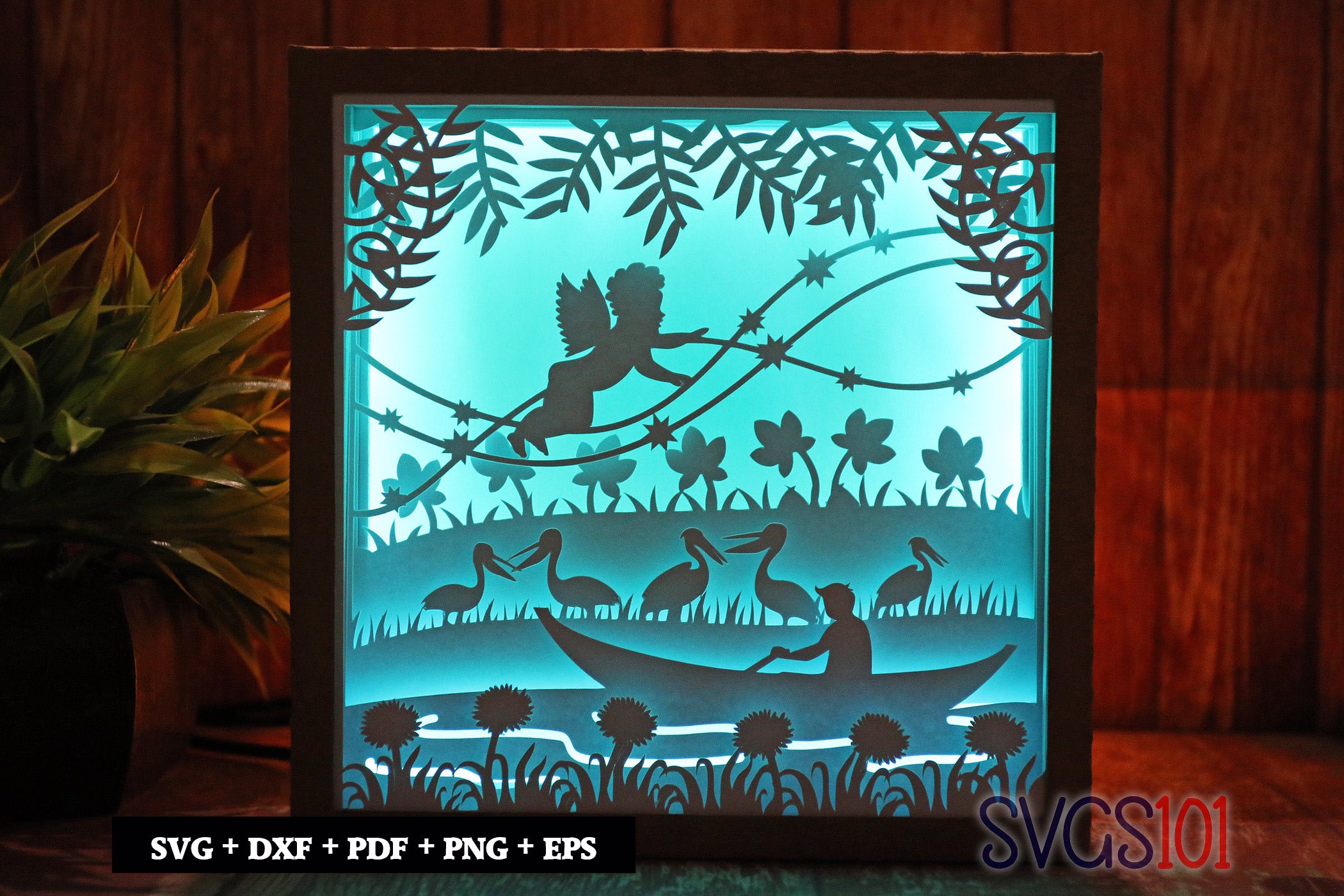 Baby Boy Angel Square Shadow Box SVG 8x8 10x10 12x12