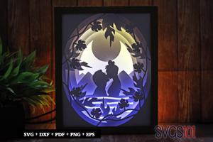 Romantic Kissing Scene Shadow Box SVG 8x10