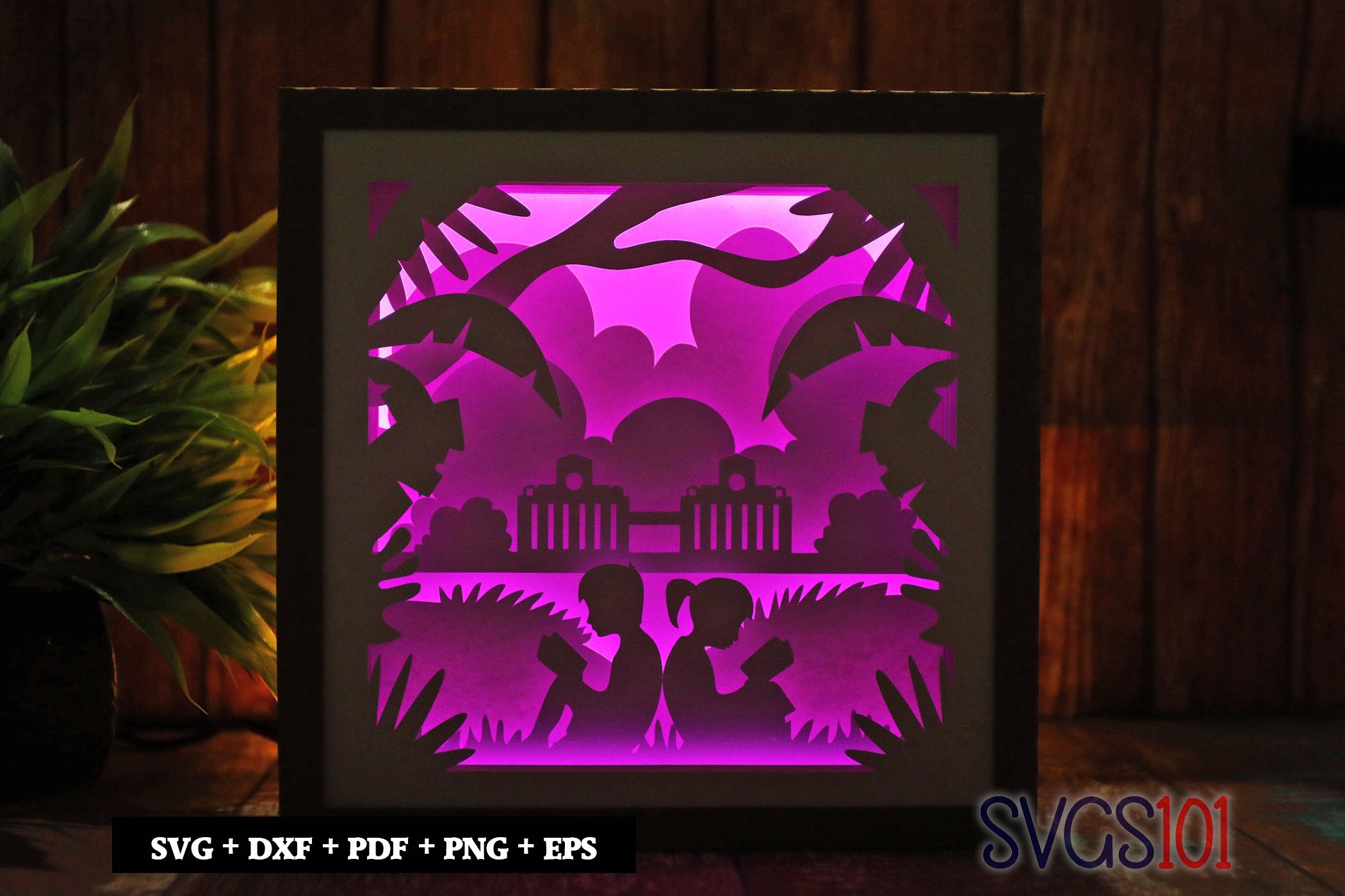 Boy and Girl Studying DIY Shadow Box Light Box 8x8, 12x12