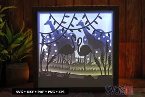 Charming Flamingo Square Shadow Box SVG 8x8 10x10 12x12