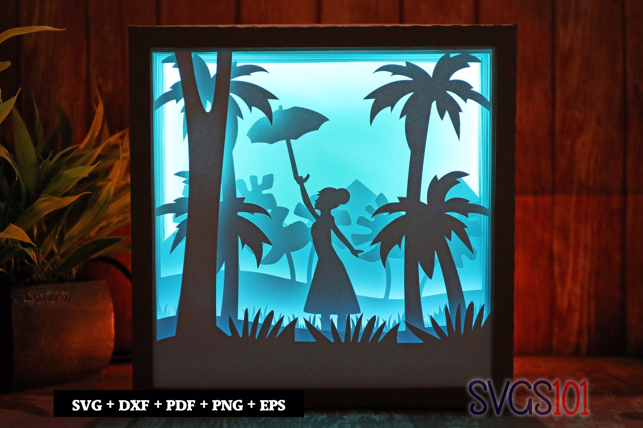 Lovely Girl Holding an Umbrella Shadow Box Light Box 8x8, 12x12