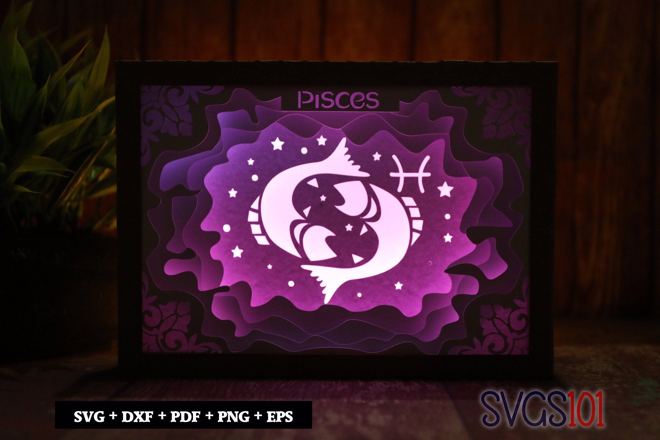 Pisces Zodiac Sign DIY Shadow Box Light Box 5x7