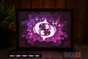 Pisces Zodiac Sign DIY Shadow Box Light Box 5x7