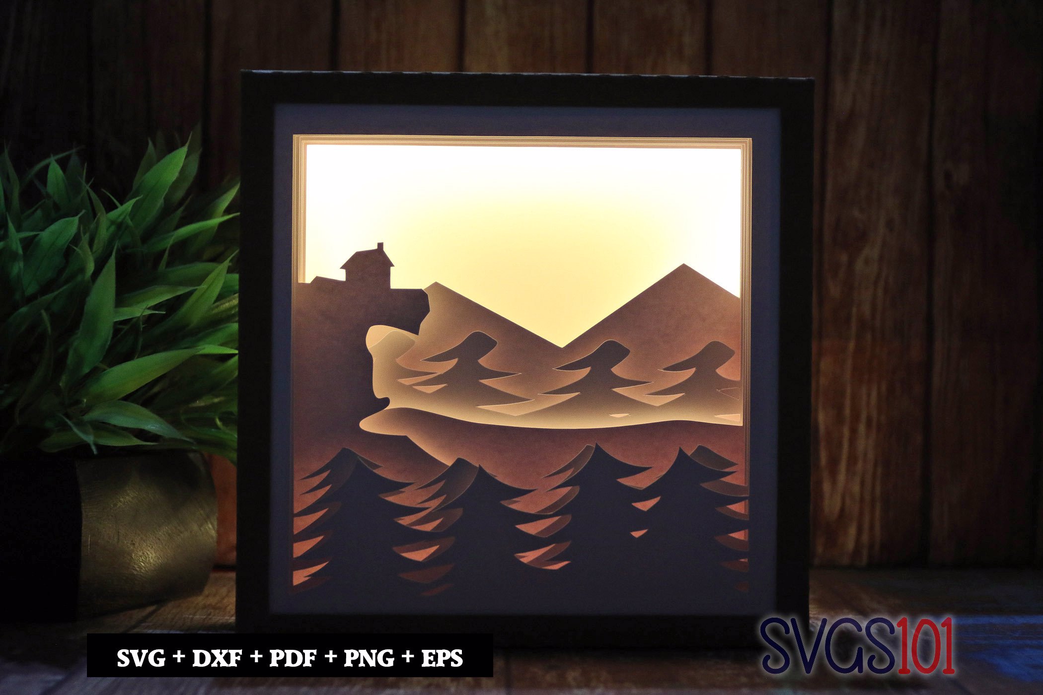 Home on Mountain Top DIY Shadow Box Light Box 8x8, 12x12