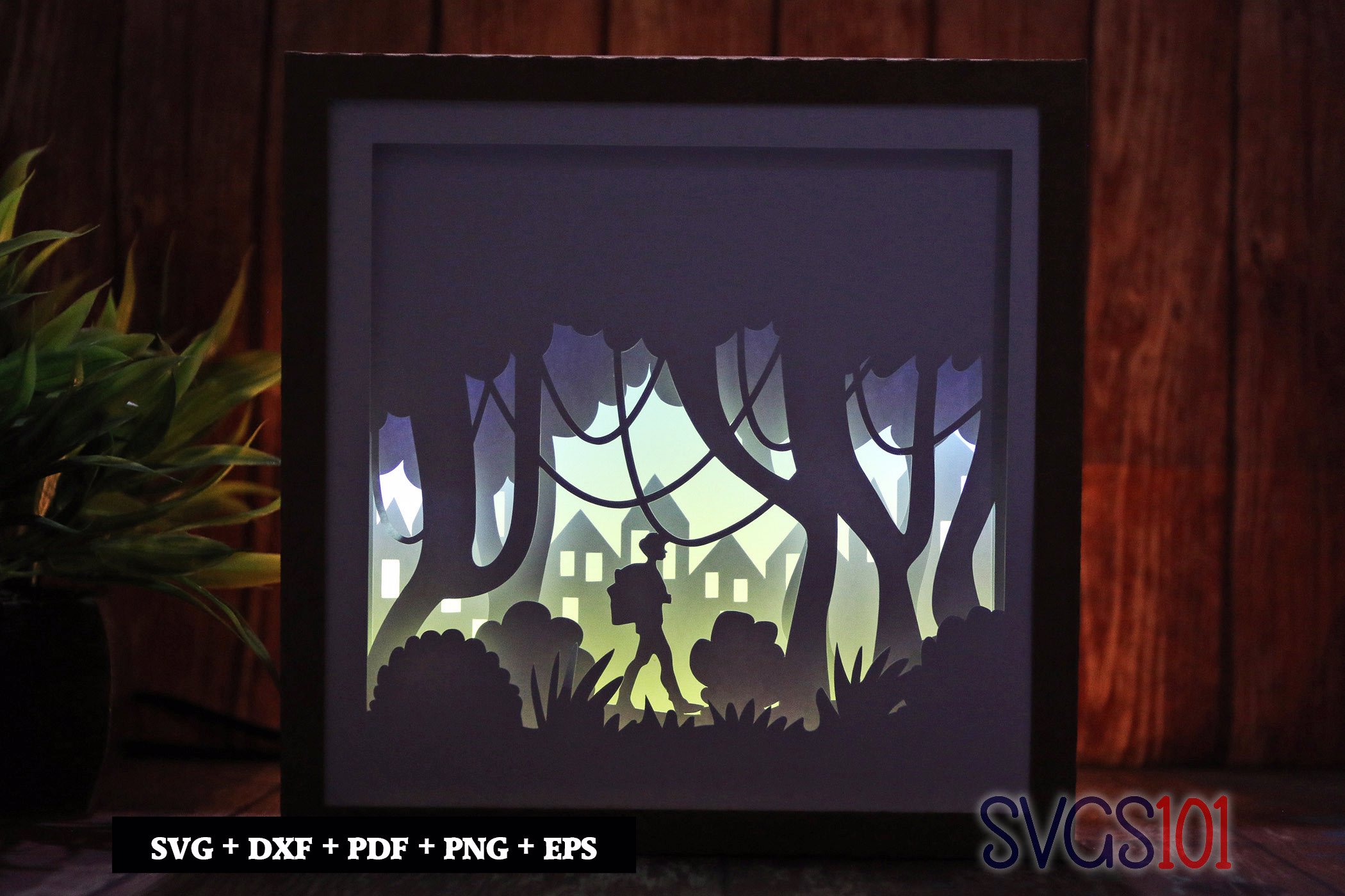Walking Through Jungle Shadow Box Light Box 8x8, 12x12