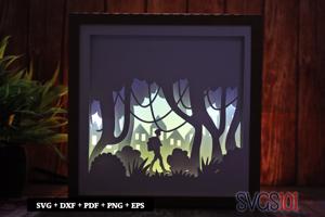Walking Through Jungle Shadow Box Light Box 8x8, 12x12