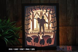 Boy Carrying Her Girl Shadow Box SVG 8x10