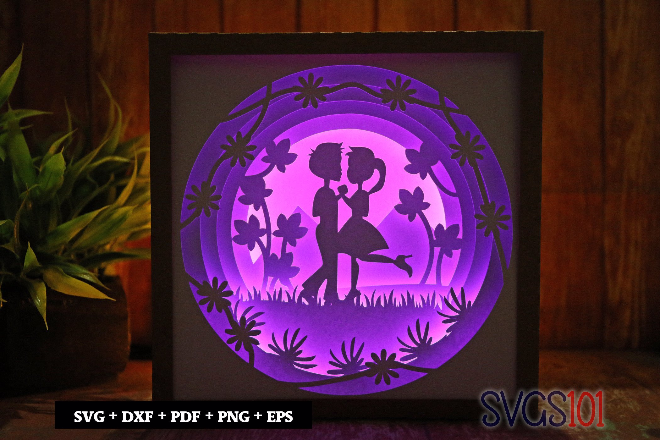 Cute Couple Shadow Box Light Box 8x8, 12x12