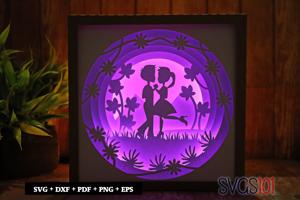 Cute Couple Shadow Box Light Box 8x8, 12x12