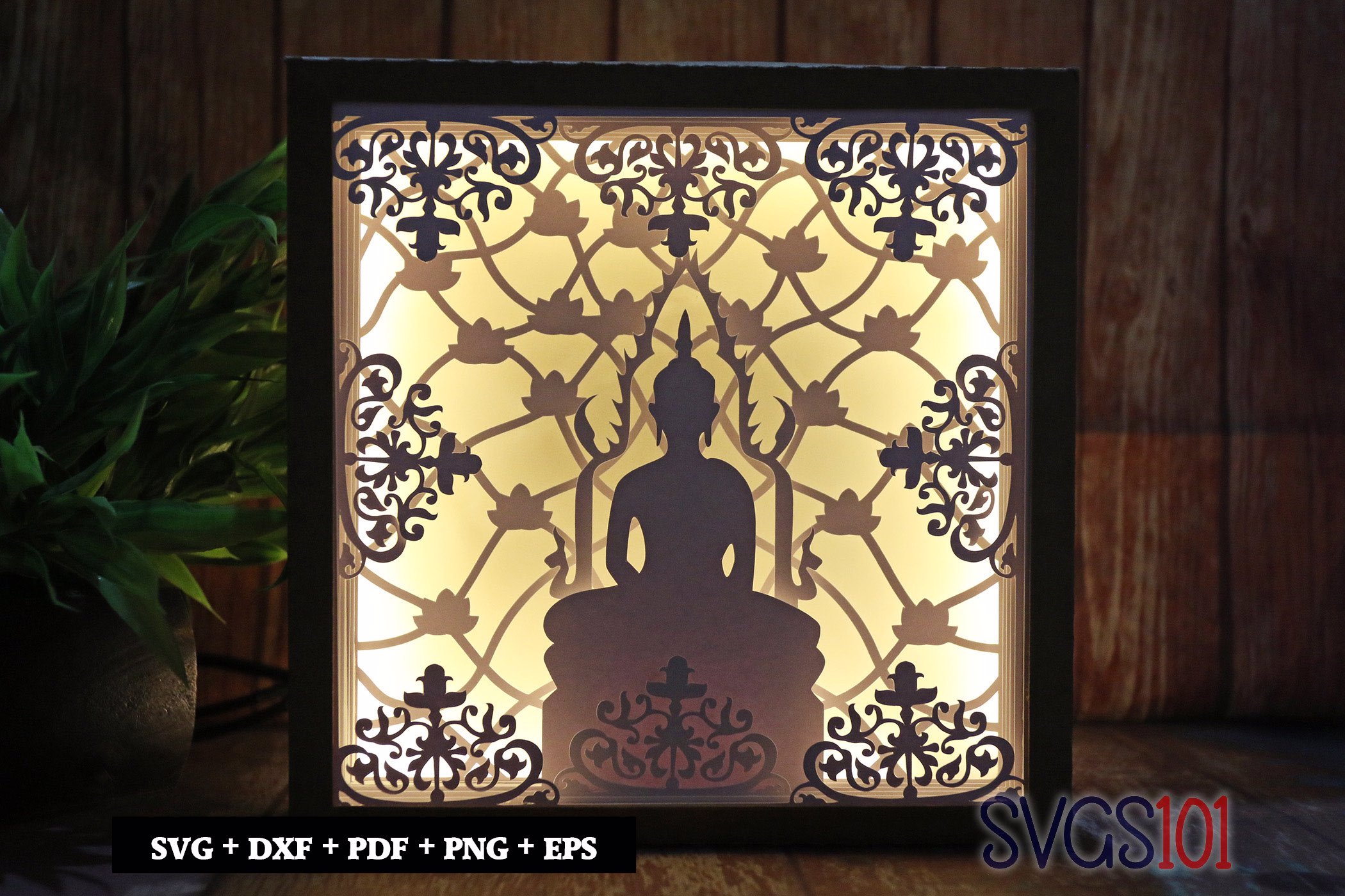 Buddha Meditation DIY Shadow Box Light Box 8x8, 12x12