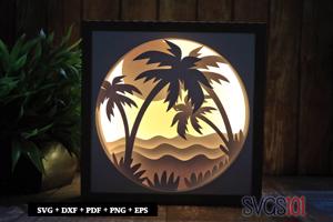 Palm Trees with Nature Paper 3D Shadow Box SVG 8x8 12x12