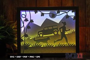 Early Morning Jogging Shadow Box SVG 8x10