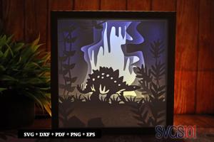 Stegosaurus Dinosaurs DIY Shadow Box Light Box 8x8, 12x12